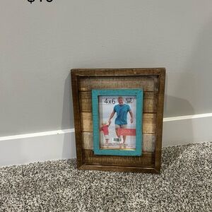 Rustic Brown and Teal Wooden Picture Frame